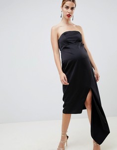 Атласное платье-бандо миди для беременных ASOS DESIGN Maternity-Черный