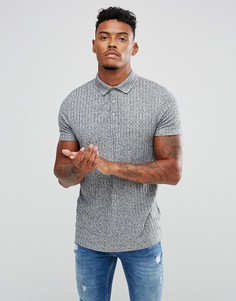 Футболка-поло в рубчик ASOS DESIGN-Серый