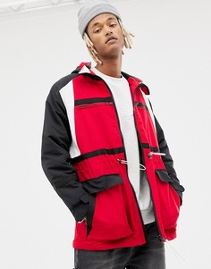 Красная парка в стиле колор блок ASOS DESIGN-Красный