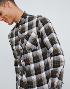 Рубашка с длинными рукавами в клетку черного и оранжевого цвета Celio-Зеленый