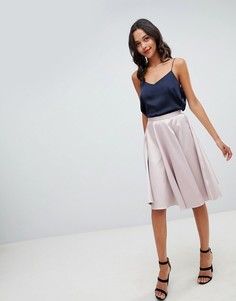 Сатиновая юбка миди Closet London-Розовый