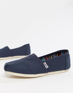 Темно-синие классические парусиновые туфли TOMS-Синий