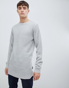 Длинный вязаный топ с закругленным краем D-Struct-Серый