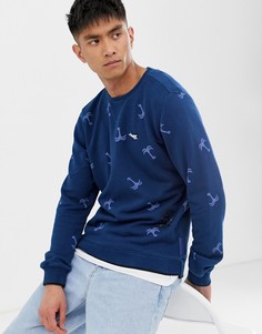 Свитшот с круглым вырезом и принтом Scotch & Soda-Синий