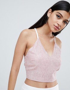 Красный топ в полоску со шнуровкой ASOS DESIGN-Мульти