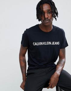 Черная узкая футболка с логотипом Calvin Klein Jeans-Черный