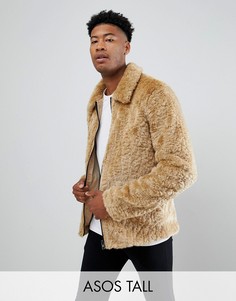 Коричневая шуба из искусственного меха в стиле вестерн ASOS DESIGN Tall-Коричневый