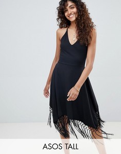 Сарафан с асимметричным подолом и кисточками ASOS DESIGN Tall-Черный