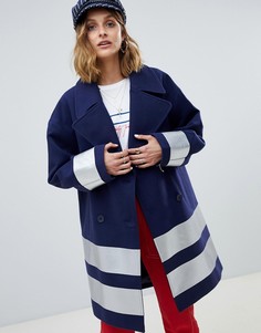 Oversize-пальто с серебристыми вставками ASOS DESIGN-Мульти