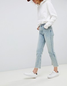 Выбеленные светлые укороченные расклешенные джинсы с вытачками ASOS DESIGN Egerton-Синий