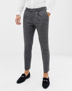 Монохромные узкие брюки из 100% шерстяного харрис-твида ASOS DESIGN-Черный