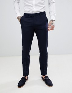 Облегающие брюки из 50% шерсти Harry Brown-Темно-синий