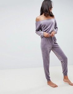 Велюровые джоггеры для дома ASOS DESIGN-Серый