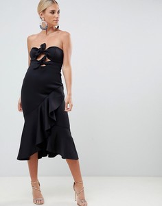 Платье-бандо миди с узелком ASOS DESIGN-Черный