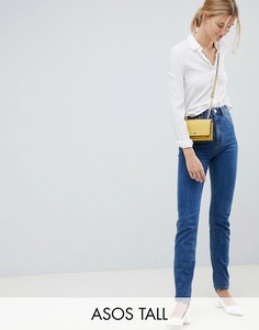 Синие узкие джинсы в винтажном стиле с завышенной талией ASOS DESIGN Tall Recycled Farleigh-Синий