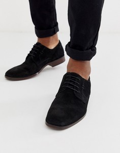 Черные замшевые туфли с натуральной подошвой ASOS DESIGN-Черный