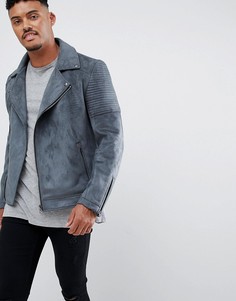 Серая байкерская куртка из искусственной замши ASOS DESIGN-Серый