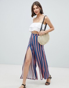 Брюки с широкими штанинами и разрезами ASOS DESIGN-Мульти