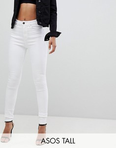 Белые джинсы скинни с завышенной талией ASOS DESIGN Tall - Ridley-Белый