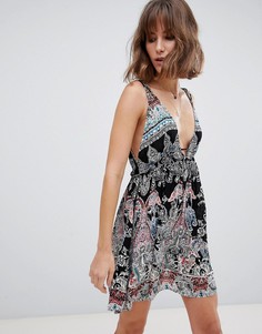 Платье мини с принтом Free People Me To You-Черный