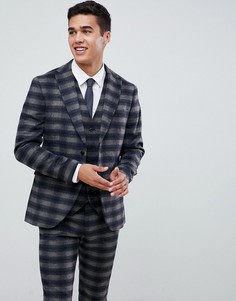 Приталенный пиджак в клетку Jack & Jones Premium-Темно-синий