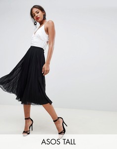 Плиссированная юбка миди ASOS DESIGN Tall-Черный