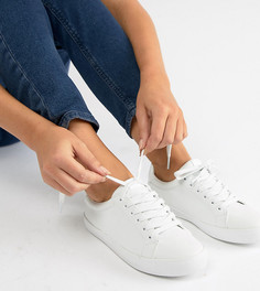 Белые кроссовки на шнуровке для широкой стопы ASOS DESIGN - Dustin-Белый