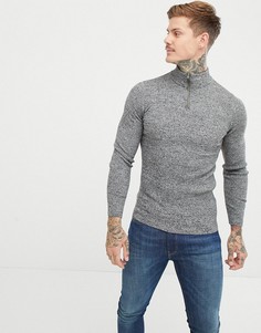 Серый обтягивающий джемпер с молнией ASOS DESIGN