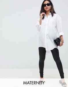 Леггинсы для беременных с эффектом мокрой ткани Mamalicious-Черный Mama.Licious