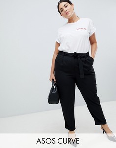 Тканые брюки-галифе с завязкой ASOS DESIGN Curve-Черный