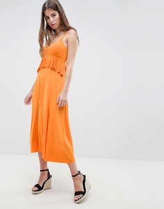 Легкое платье миди с баской ASOS DESIGN-Оранжевый