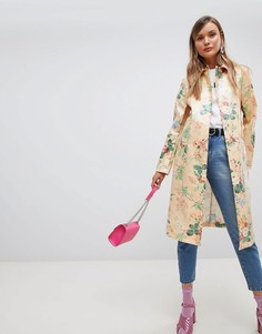 Виниловое пальто с цветочным принтом ASOS DESIGN-Мульти