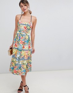 Платье миди для выпускного с принтом ASOS DESIGN-Мульти
