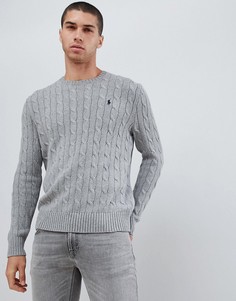 Серый меланжевый джемпер из хлопка Polo Ralph Lauren