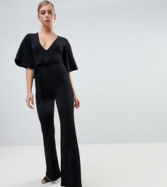 Черный комбинезон с широкими рукавами Missguided