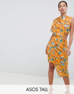Жаккардовое платье миди с принтом и открытой спиной ASOS DESIGN Tall-Мульти