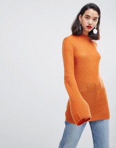 Трикотажный джемпер с отворачивающимся воротником Vero Moda-Оранжевый