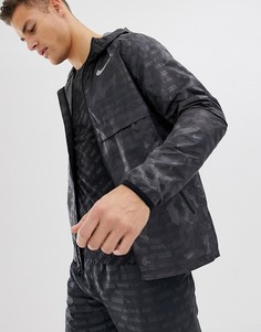 Черная куртка с камуфляжным принтом и светоотражающей отделкой Nike Running Just Do It AH5987-010-Черный