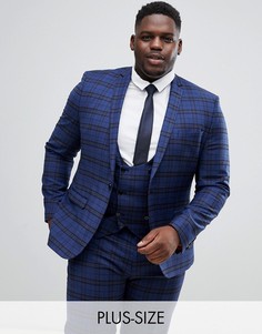 Приталенный шерстяной пиджак в шотландскую клетку Twisted Tailor-Синий