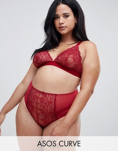 Кружевной бюстгальтер с треугольными чашечками ASOS DESIGN Curve Ella-Красный
