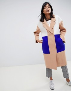 Пальто колор блок ASOS DESIGN-Мульти