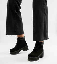 Ботинки для широкой стопы на толстой подошве со шнуровкой ASOS DESIGN-Черный