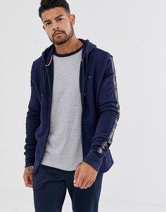 Худи темно-синего цвета на молнии с фирменной лентой по бокам Tommy Hilfiger - authentic-Темно-синий