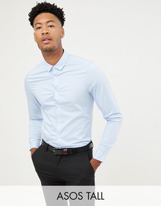 Синяя приталенная строгая рубашка ASOS DESIGN Tall-Синий