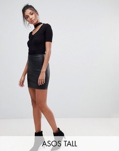 Мини-юбка из искусственной кожи ASOS DESIGN Tall sculpt me-Черный