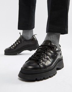 Черные кожаные спортивные ботинки на толстой подошве ASOS DESIGN-Черный