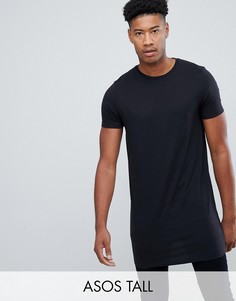 Черная длинная футболка с круглым вырезом ASOS DESIGN Tall-Черный