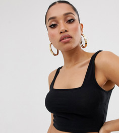 Черный кроп-топ с квадратным вырезом ASOS DESIGN Petite