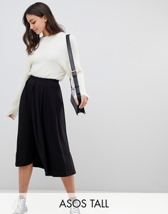 Юбка миди со складками ASOS DESIGN Tall-Черный