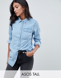 Синяя джинсовая рубашка с карманом ASOS DESIGN Tall-Синий